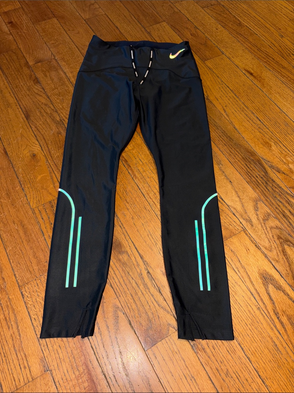 Nike Black Leggings with Reflective Accents and Reflective Swoosh